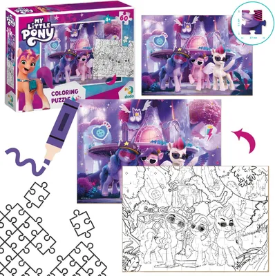 Image de Puzzle éducatif 2 en 1 - My Little Pony 60 pièces. + livre de coloriage pour enfants 200136