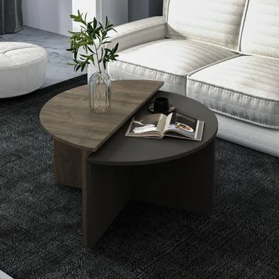 Produktbild von Skye Decor, Dolunay - Walnut, Anthracite, Couchtisch, Nussbaum, 100% MELAMINBESCHICHTETE SPANNPLATTE, 70 x 38 x 51,8 cm