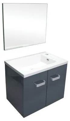 Produktbild von ONDEE ZEN-Handwaschbecken EPICE – mit Spiegel – 50 cm – Grau – Lackiert – Wird als Bausatz geliefert