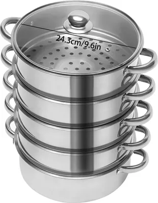 Image de Cuiseur vapeur, design 5 niveaux, lavable au lave-vaisselle, gris clair