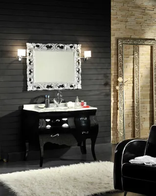 Immagine prodotto di Mobile bagno in stile barocco bombato con cassetti laccato nero