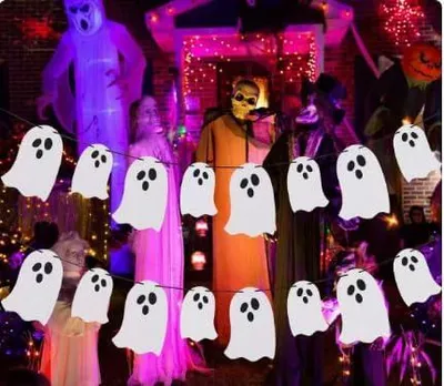 Produktbild von Halloween-Dekoration hängende Geister, 3 m, 2 Sets, für Kinderfeiern