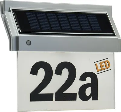 Produktbild von ChiliTec 18095 Solar Hausnummernleuchte mit LED 18x16x5cm, incl. Zahlen-/Buchstabensatz