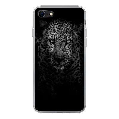 Produktbild von MuchoWow® Handyhülle Schutzhülle Hülle für iPhone 7 Leopard - Schwarz - Weiß Silikon Softcase Handy Hülle - Kartenhalter