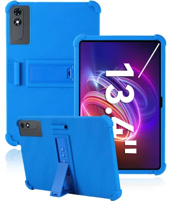 Image de Étui de protection pour tablette TABWEE T60 Pro de 13,4 pouces, en silicone souple résistant aux chocs, avec support intégré, couleur bleue