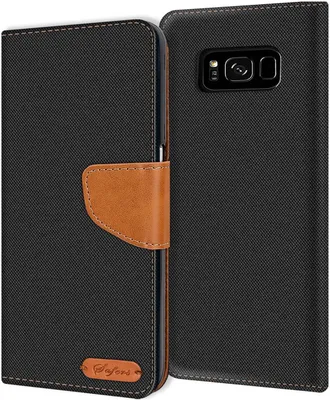 Produktbild von Conie Jeans Style Klapp Tasche für Samsung Galaxy S8 Plus Kartenfach Hülle Rundumschutz in Schwarz