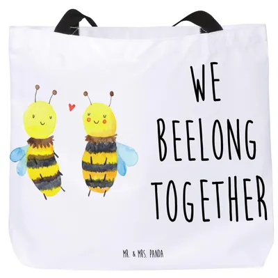 Produktbild von Mr. & Mrs. Panda Reisetasche Biene Verliebt - Weiß - Geschenk, Tragetasche, Tragebeutel, Tasche, Strandtasche, Tote Bag