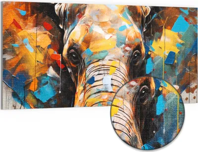 Produktbild von DEQORI Hybrid Leinwand Bild 100x50 cm 'Elefantensturm in Farbe' Wandbild Glas flach modern