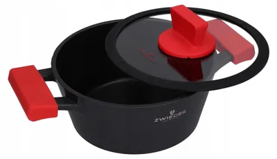 Produktbild von Topfset Zwieger Obsidian 6-teilig aus Aluminium induktionsgeeignet backofenfest