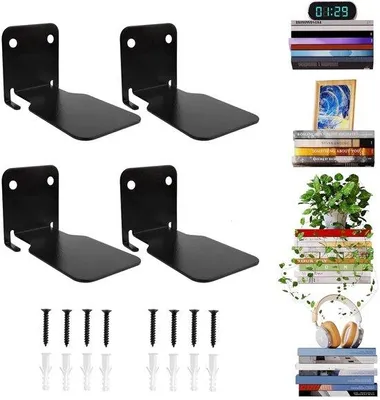 Productafbeelding van Unyqoos® Onzichtbaar zwevend boekenrek – Wandplank van roestvrij staal, draagvermogen van 13,5 kg per stuk, elegante wandopslag