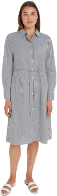 Produktbild von Tommy Hilfiger Damen Hemdkleid Essential Shirt Dress Knielang, Blau (Ithaka Stp/