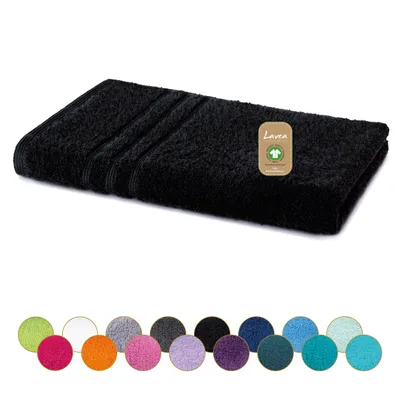 Produktbild von Lavea® Handtücher 50x100 cm, Frottierserie Bali, 100% Baumwolle, saugstark, weich, Set, waschbar, trocknergeeignet, Gästehandtücher - Schwarz