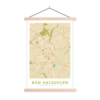 Produktbild von MuchoWow® Textilposter Bad Salzuflen - Stadtplan - Vintage - Karte 60x90 cm mit holzfarbenen Rahmen - Textil