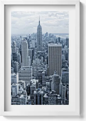 Produktbild von Blick auf New York– Wandbild mit Rahmen – Gerahmtes Bild  – Wanddekoration – 40x60 cm – Weiß