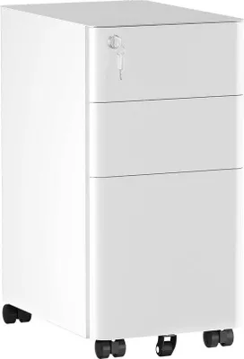 Produktbild von Famanu Archivschrank mit 3 Schubladen - abschließbar, mobil, weiß, 30x45x61cm
