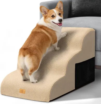 Image de Escalier pour animaux de compagnie, 3 marches, 40 cm de haut, antidérapant, avec housse lavable