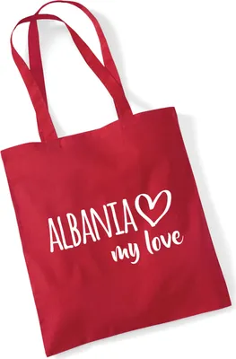 Produktbild von Huuraa Jutebeutel Albania my love 10 Liter Classic Red Baumwolle Tasche Geschenkidee