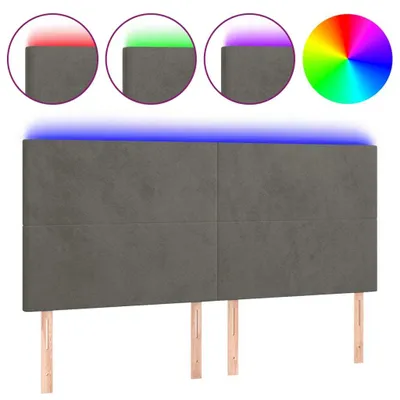 Produktbild von LED Kopfteil Dunkelgrau 200x5x118/128 cm Samt