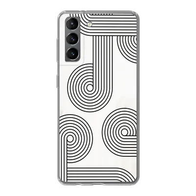 Produktbild von MuchoWow® Handyhülle Schutzhülle Hülle für Samsung Galaxy S21 Abstrakt - Schwarz - Weiß - Kreis Silikon Softcase Handy Hülle - Softcase