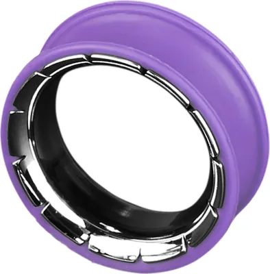 Produktbild von viva-adorno 1 Stück 18mm Silikon Flesh Tunnel Plug Ohr Piercing Edelstahl Inlay Größe 8 - 26mm verschiedene Farben Z204, lila