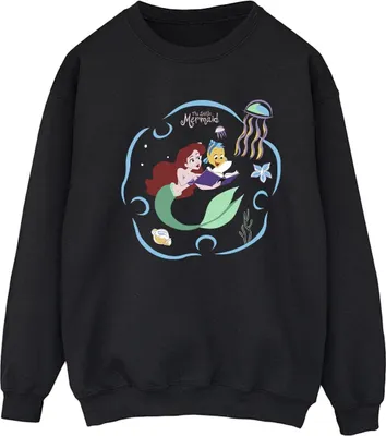 Produktbild von Disney - "The Little Mermaid Reading A Book" Sweatshirt für Damen BI23364 (M) (Schwarz)