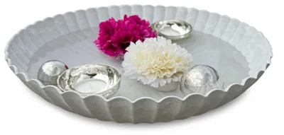 Produktbild von Miniteich Set Schale in Grau, Schwimm Teelichter Ø 35 cm Silber