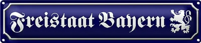 Produktbild von Blechschild Straßenschild 46x10cm Freistaat Bayern Wappen Dekoration