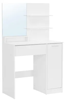 Produktbild von Weißer Schminktisch – Make-up-Organizer – Spanplatte – 80 x 40 x 132 cm