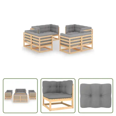Produktbild von The Living Store 8-tlg. Garten-Lounge-Set mit Kissen Kiefer Massivholz