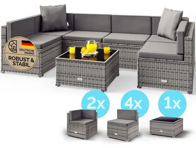 Produktbild von CASARIA Gartenmöbel Lounge Set für 5 Personen mit Tisch Grau-Anthrazit