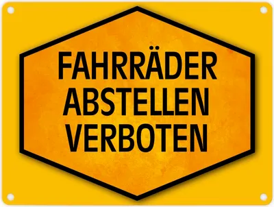 Produktbild von Fahrräder abstellen verboten Warn- und Hinweisschild in Gelb und Schwarz