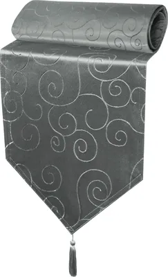Produktbild von Tischläufer 33x160 cm Grau Damast Ornamente klassisch Tischdecke Läufer spitz zulaufend