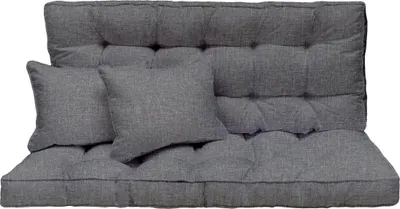 Produktbild von Hollywoodschaukel Auflage 150x50 cm, 3-Sitzer, dick gepolstert, Grau Len, Gartenbank, Balkon, Kissen Set [133]