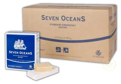 Produktbild von Seven Oceans Notration 24 x 500g - Langzeitnahrung für Outdoor-, Überlebens- und Notfallsituationen
