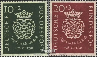 Produktbild von Briefmarken BRD (BR.Deutschland) 1950 Mi 121-122 (kompl.Ausg.) mit Falz 200.Todestag von Bach