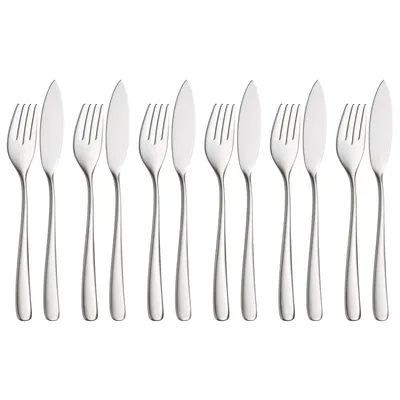 Produktbild von WMF Fischbesteck 12-teilig Vision Fischgabel Fischmesser Cromargan protect mattiert