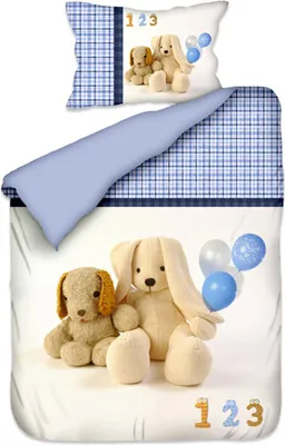 Produktbild von Baby/Kinderbettwäsche Elefant und Teddy 100 x 135/40 x 60 cm Hund