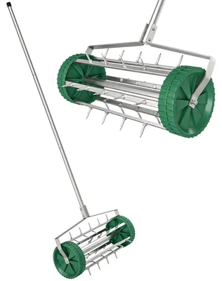 Obrázok produktu pre Outsunny prevzdušňovač trávnika valcový prevzdušňovač trávnika s nastaviteľnou dĺžkou rukoväte Green+Silver