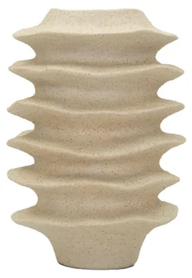 Imagen del producto de Jarrón de poliresina, diseño "Wellenband", 25,5 x 37 cm, color arena, marca Mauro Ferretti