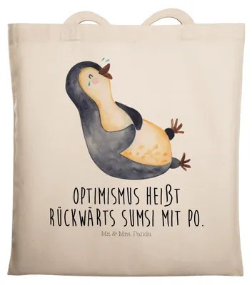 Produktbild von Mr. & Mrs. Panda Shopping Tasche Pinguin Lachen - Transparent - Geschenk, Laptoptasche, totebag, Tote Bag, Lol, Humor, Jutebeutel, Haha, Funny, Fröhlich