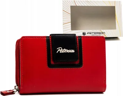 Obrázek produktu pro Peterson dámská kožená peněženka RFID černá červená 15,5x10 cm