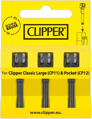 Produktbild von Clipper Feuerzeuge 3er-Set mit Ersatz-Feuersteinen – Weedness Flintsystem Limited | Reibrad, nachfüllbar, multifunktional