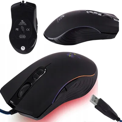 Obrázek produktu pro Drátová počítačová myš s optickým senzorem RGB efekty ergonomickým tvarem a tlačítkem DPI pro hry