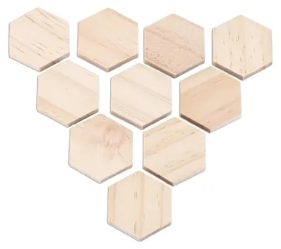 Image de Lot de 25 pièces hexagonales en bois pour projets de bricolage