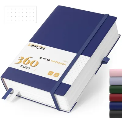 Produktbild von Notizbuch A5 Gepunktet Softcover Leder Bullet Journal Tagebuch 360 Seiten 100gsm Papier 14.5 x 21cm Marineblau
