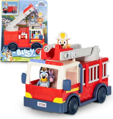 Obrázok produktu pre Famosa - Figurka Bluey w samochodzie strażackim, kolekcjonerska figurka z serii XON