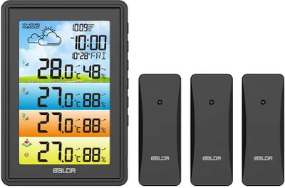 Produktbild von BALDR Wetterstation Funk mit 3 Außensensoren Innen Außen Digital Thermometer