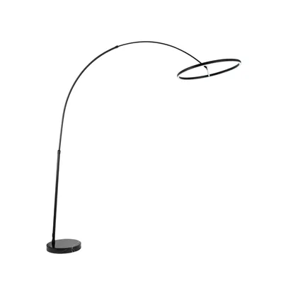 Produktbild von Lucande LED-Bogenstehlampe Virvera, rund, schwarz, Metall