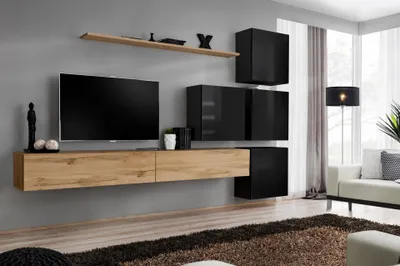 Obrázek produktu pro Holzmöbel Wohnwand TV-Ständer Wand Regal Komplett Luxus Garnitur Set