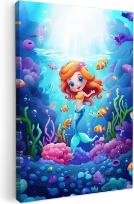 Obrázek produktu pro OneMillionCanvasses® - Obraz na plátně - mořská panna - podmořský svět - ryby - oceán, nástěnná malba, nástěnné dekorace obrázky do obývacího pokoje, 60x90cm
